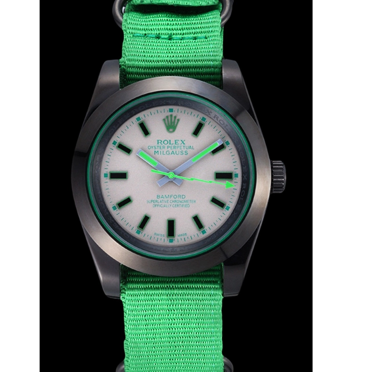 Rolex aaa copy Rolex Milgauss Strap Bamford Green 622004 Nylon 0719